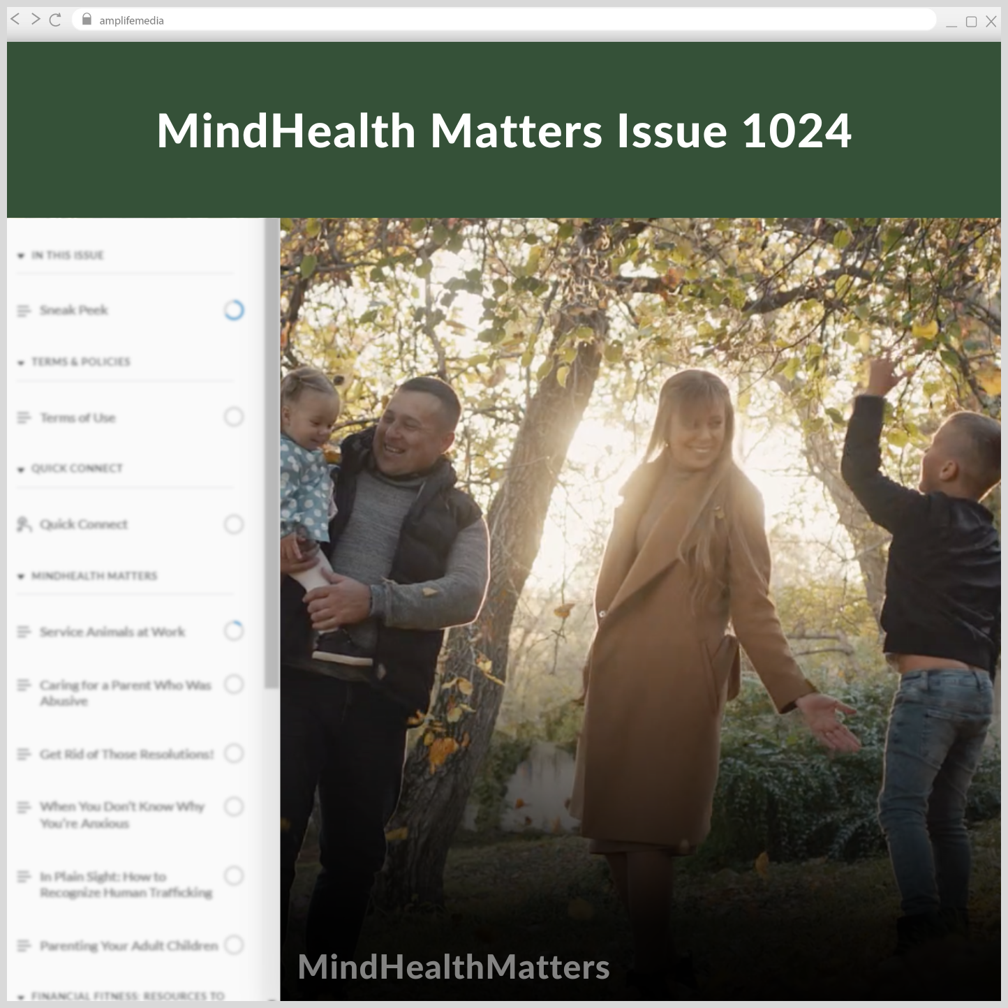 Subscription to Wellbeing Media: MindHealth Matters 1024