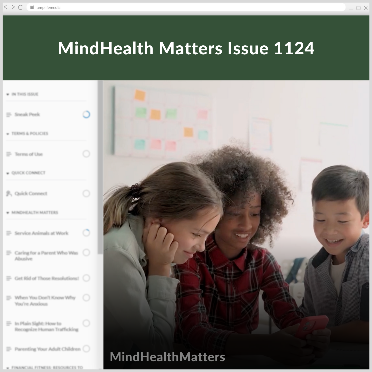 Subscription to Wellbeing Media: MindHealth Matters 1124