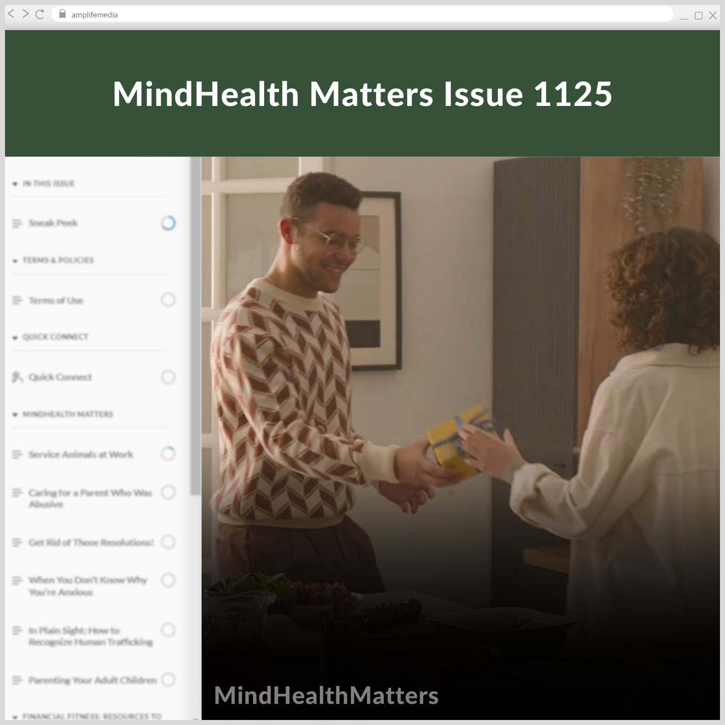 Subscription to Wellbeing Media: MindHealth Matters 1125
