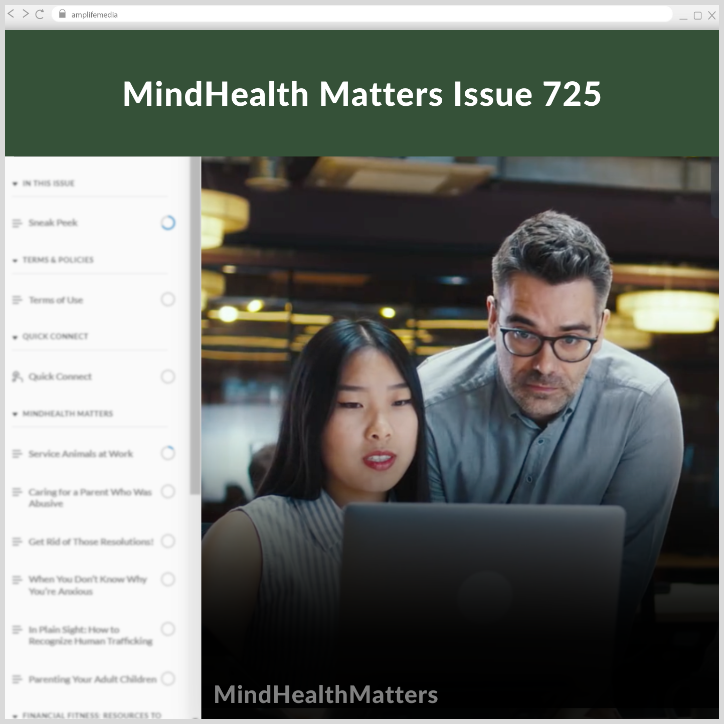 Subscription to Wellbeing Media: MindHealth Matters 725