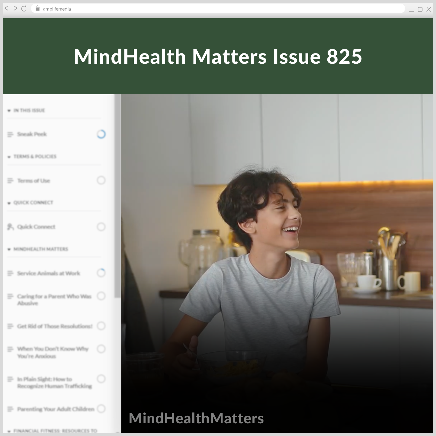Subscription to Wellbeing Media: MindHealth Matters 825