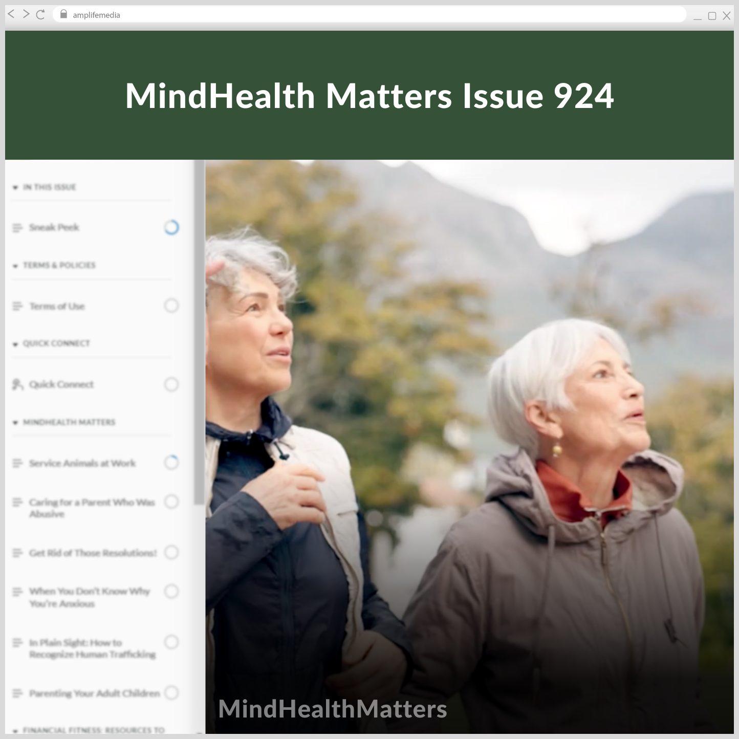 Subscription to Wellbeing Media: MindHealth Matters 924